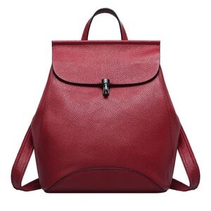 Elegant Red Leather Backpack